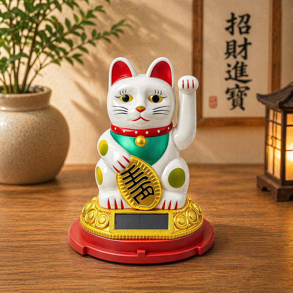 Şans Getiren Solar Enerjili Maneki Neko Kedi Biblo Dekoratif Figür