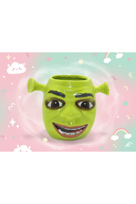 Shrek Tasarımlı Seramik Kupa Bardak, Dekoratif ve Eğlenceli Yeşil Karakter Kupa Modeli Özel