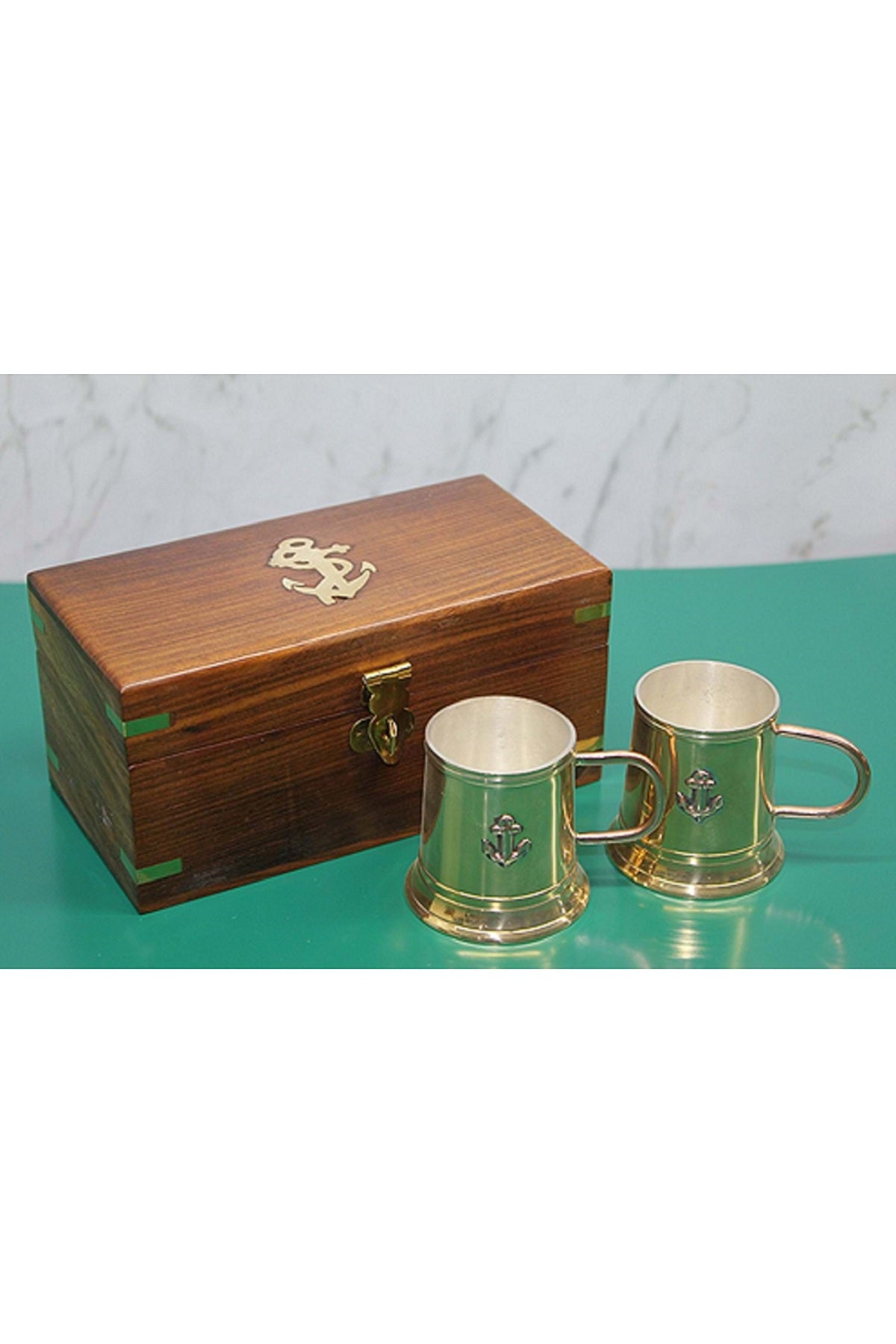 1919 Midlands Ahşap Kutulu Pirinç Kahve Fincanı Seti