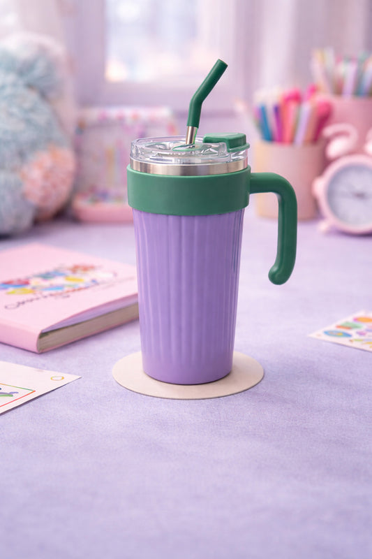 1000 Ml Kulplu Pipetli Çelik Termos Mug Vakumlu Isı Yalıtımlı Büyük Boy Sızdırmaz Bardak