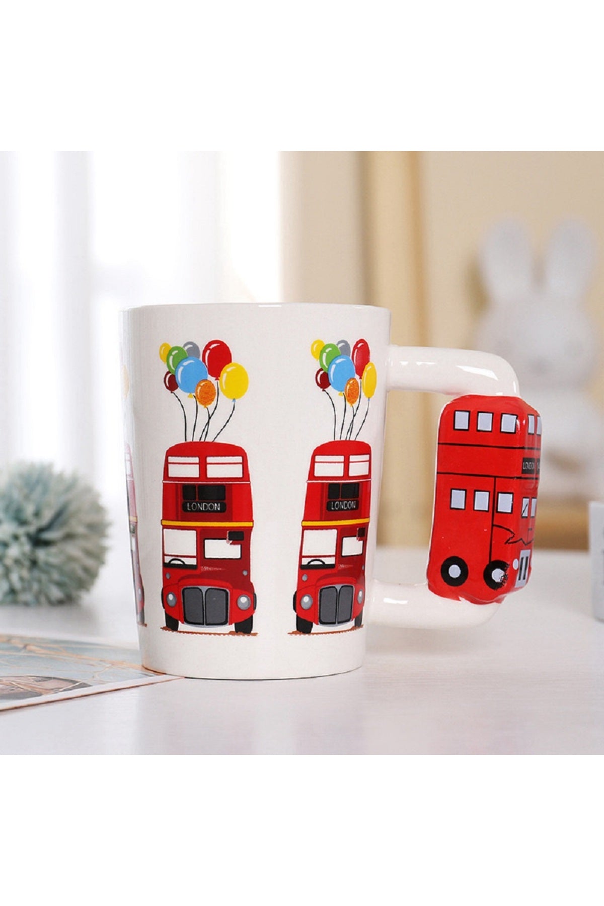 450ml Sevimli London Balon Baskılı Seramik Kupa Bardak