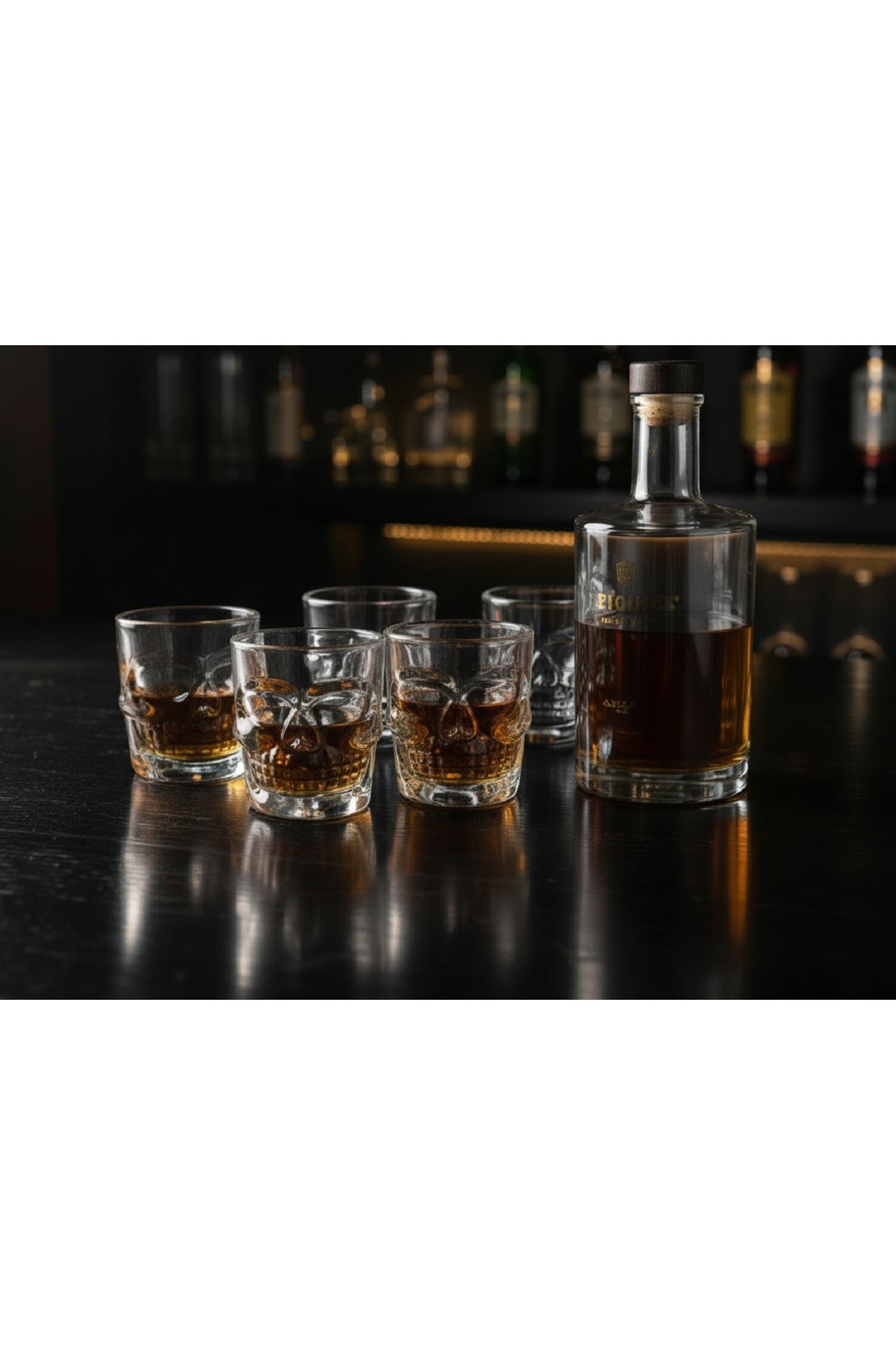 6’lı Kuru Kafa Shot Bardağı Seti – Viski Sunumlu Dekoratif Cam Bardak