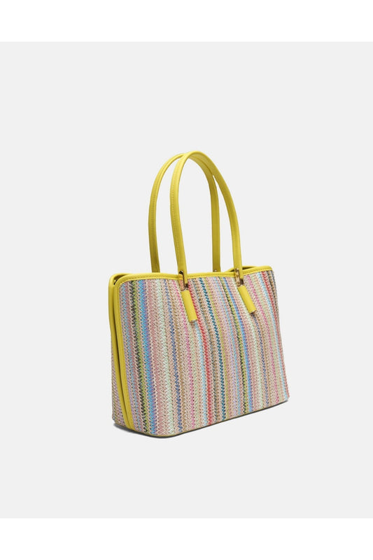 2 Trisma Hasır Örme Kumaşlı Kadın Omuz Çantası