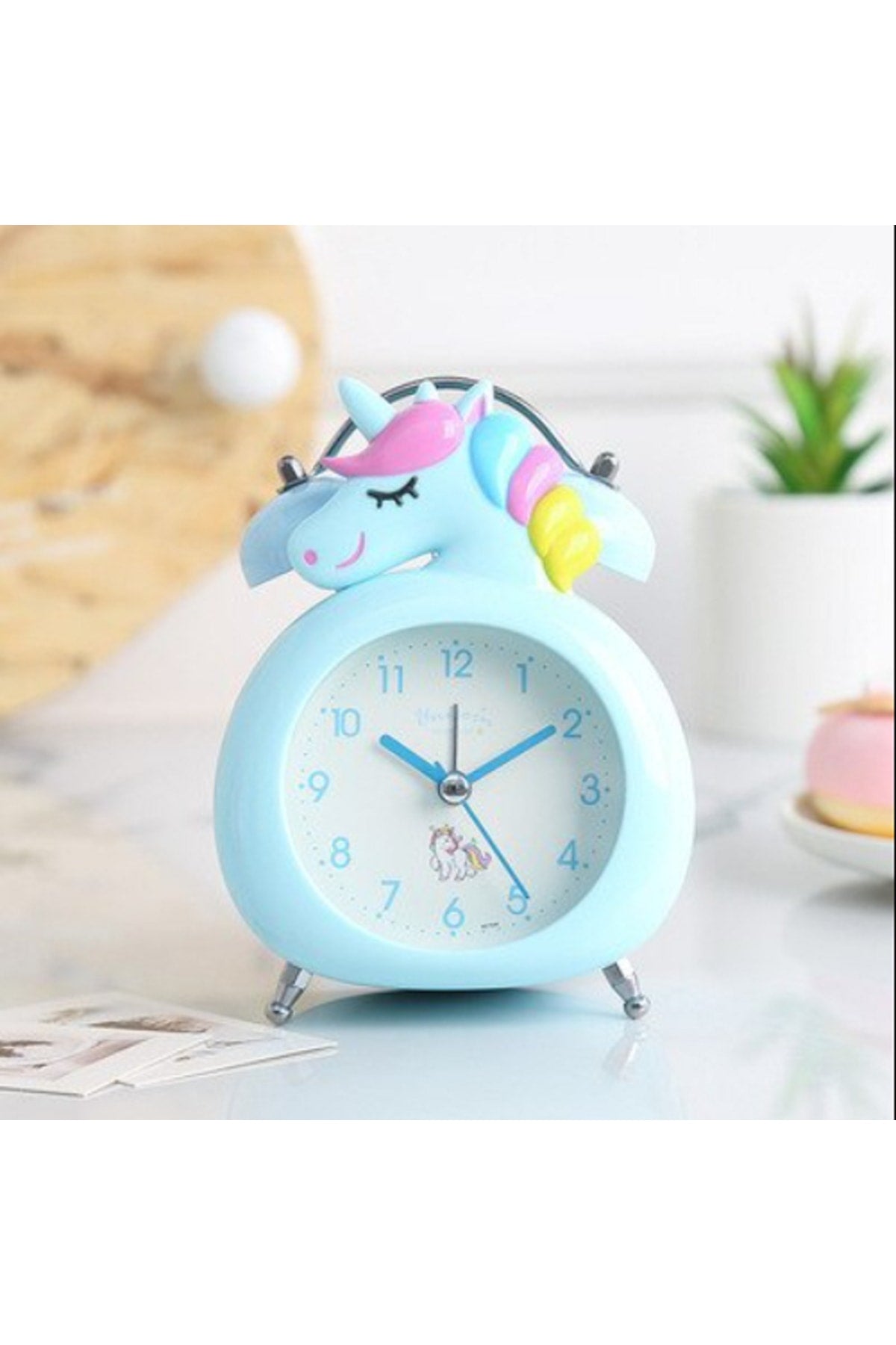Sevimli Karikatür Unicorn Çalar Saat Ve Gece Lambası