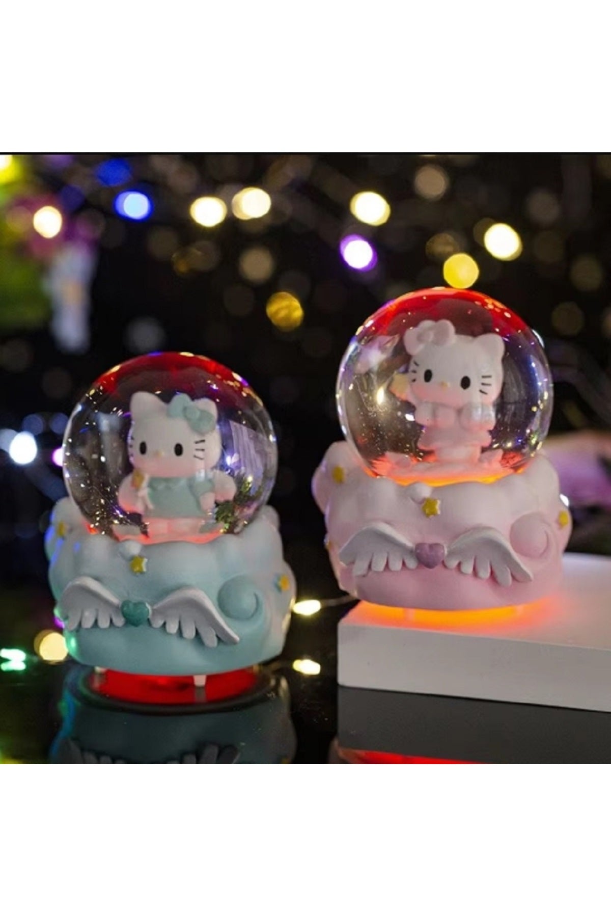 4'lü Sevimli Hello Kitty Pochacco Mini Aydınlık Kristal Top Sanrio Çocuk Kar Küresi