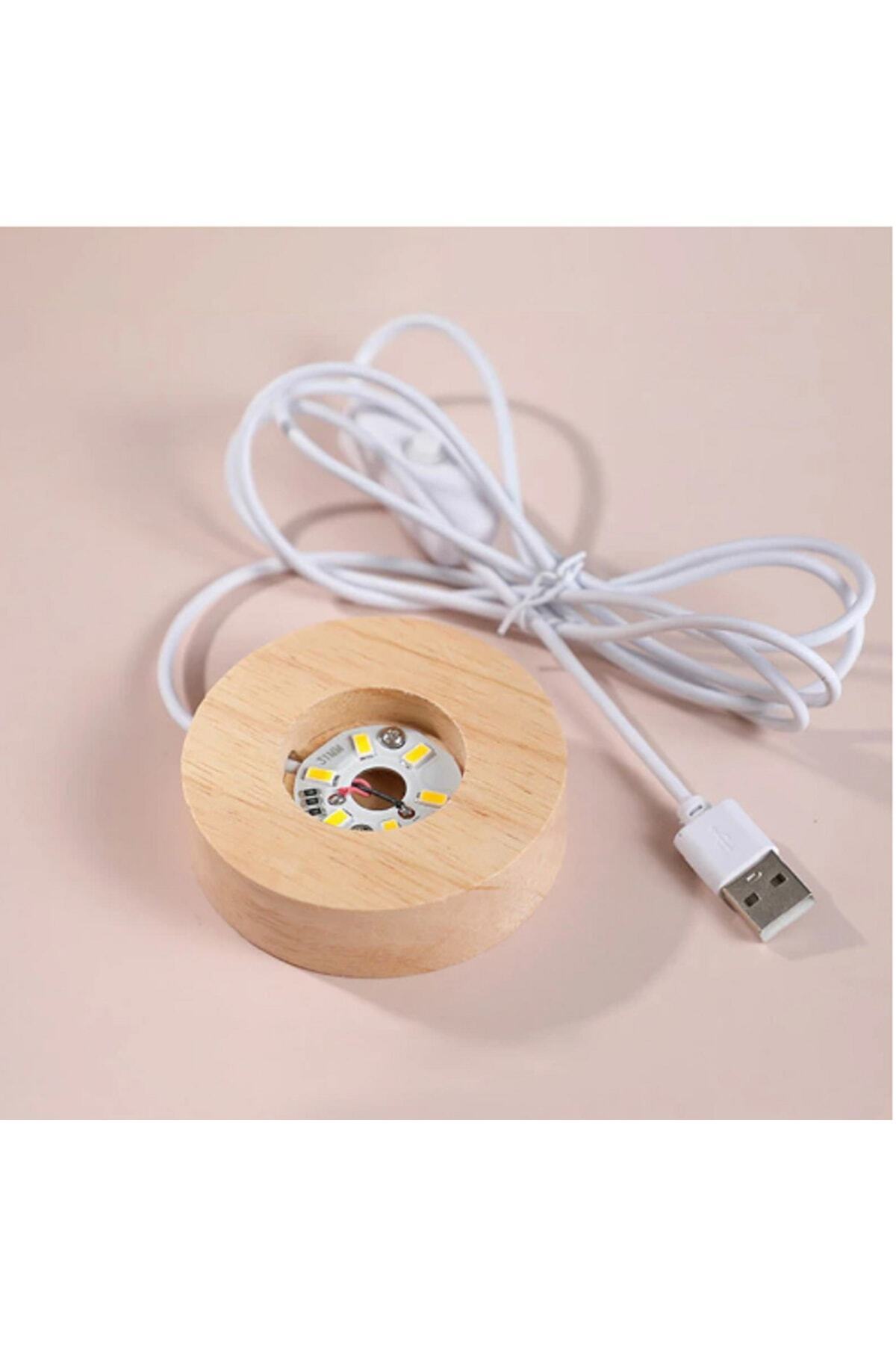 Kristal Toplu Kablolu Usb Ahşap Kaideli Düşünen Adam Küre Obje Dekoratif Led Işık