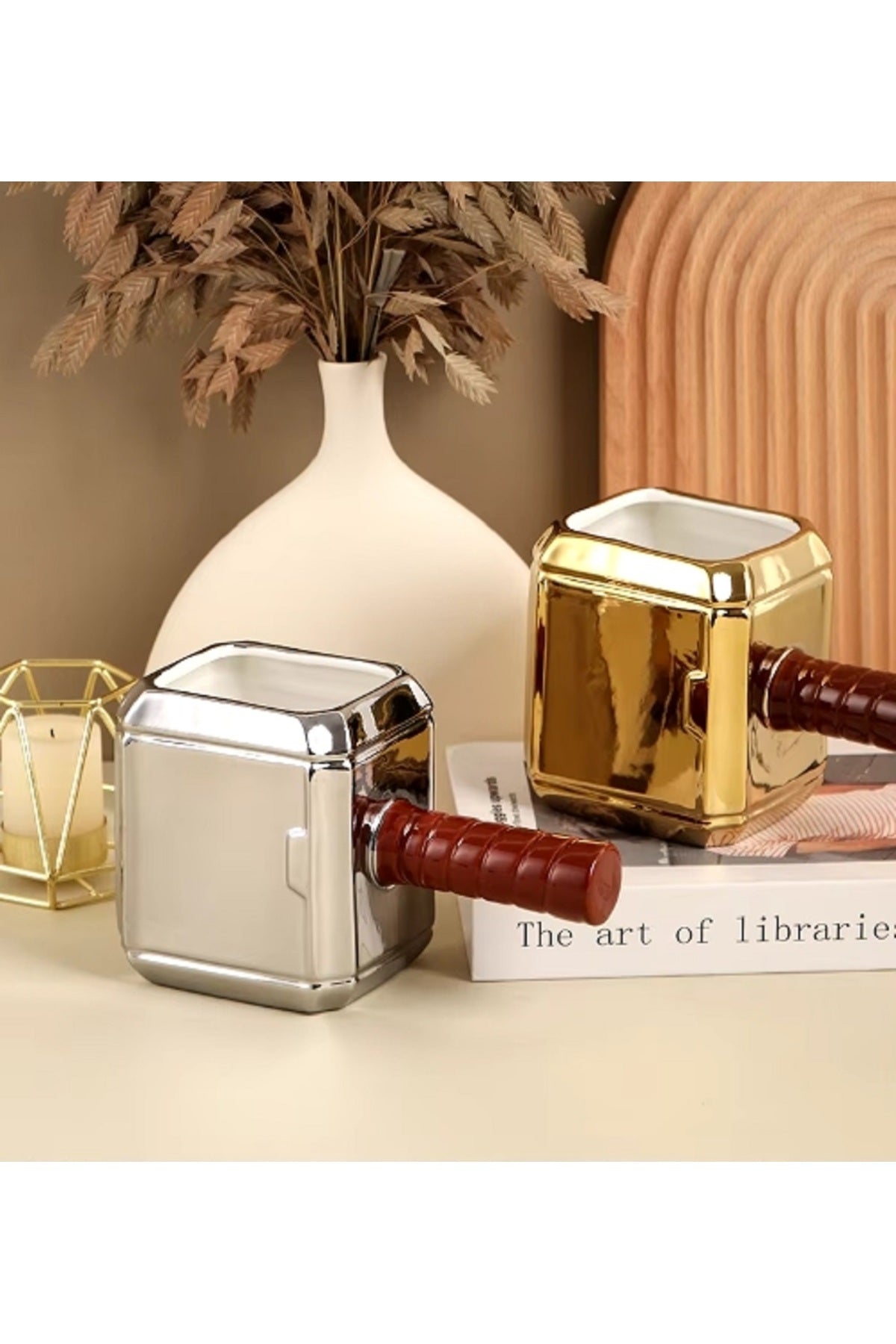500ml Thor Çekici 3D Seramik Gümüş Renk Kupa & Meşrubat Bardağı