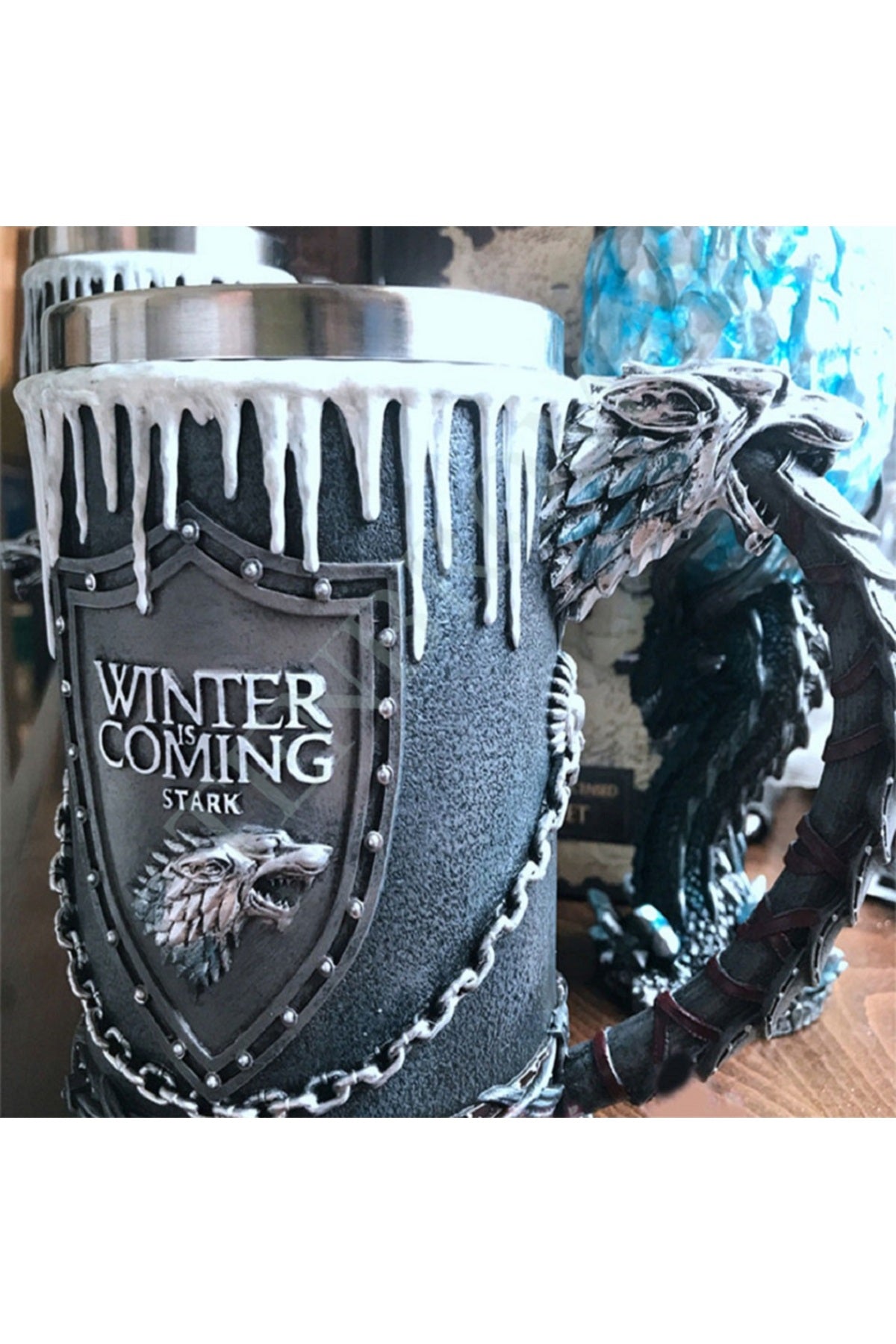 400ml Paslanmaz Çelik Winter İs Coming Kabartmalı Kupa Bardak Seti