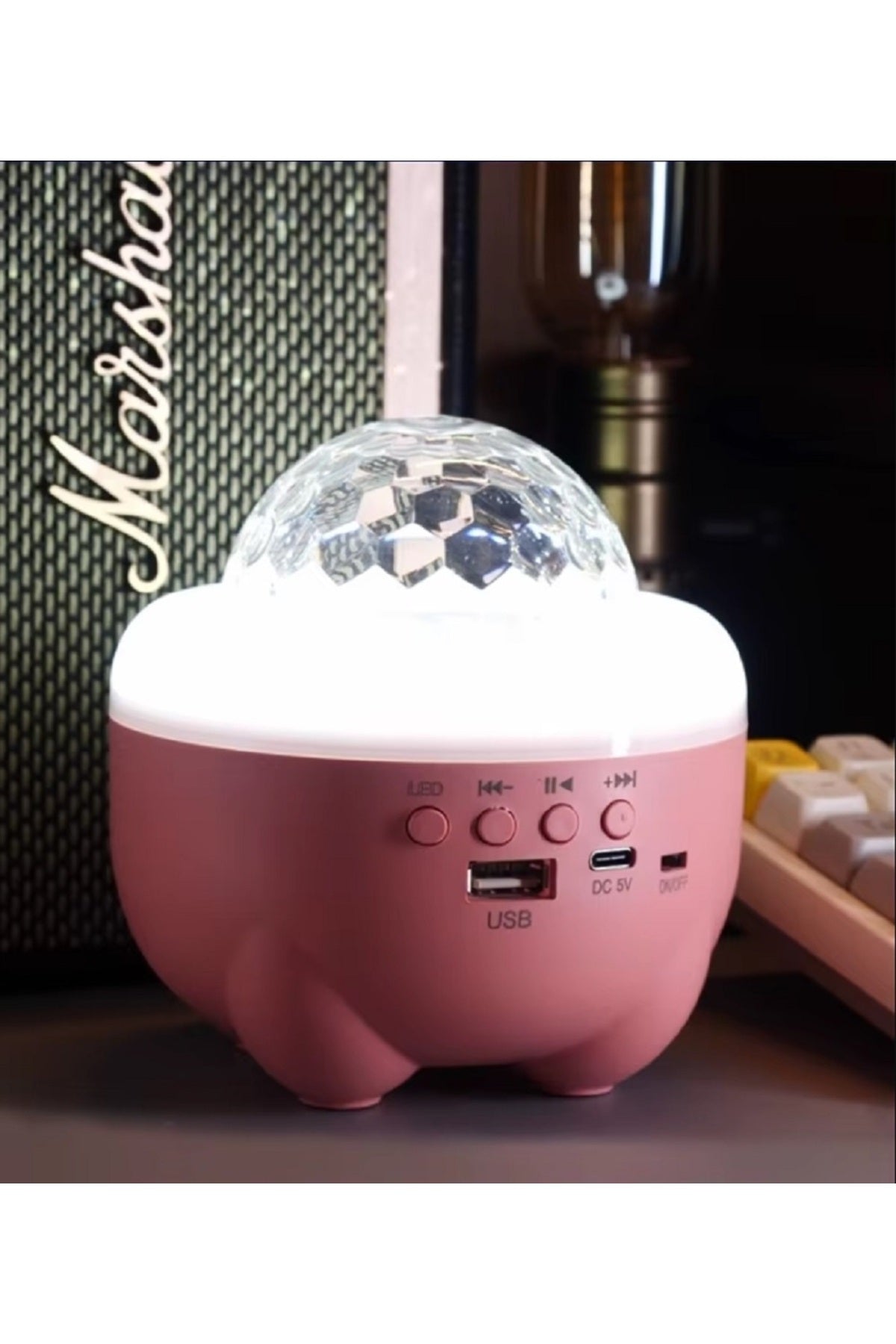 Pil Şarjı Bluetooth Hoparlör Sihirli Top Lamba Mini Kart Ekleme Projeksiyon Lambası