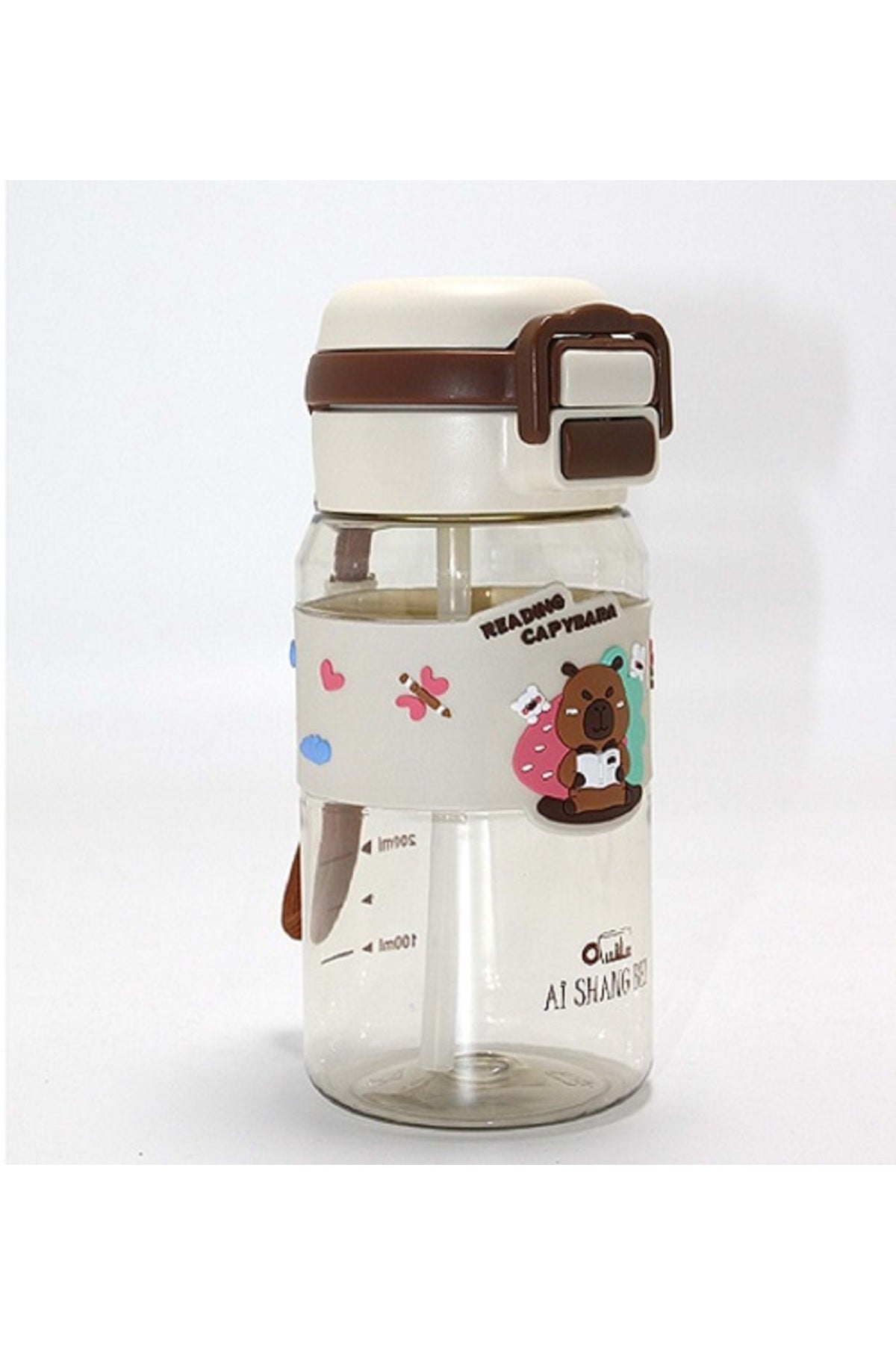 Reading Capybara Pipetli Suluk 500 ML – Kawaii Çocuk Matara Kilitli Kapak