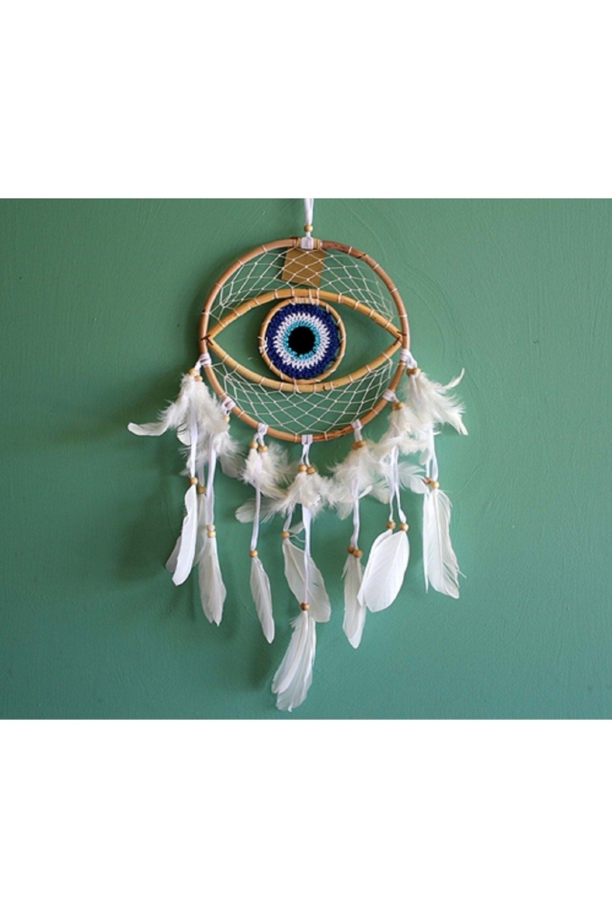 Rattan Çerçeveli Göz Şeklinde Rüya Kapanı / Duvar Dekoru / Nazarlık Dreamcatcher