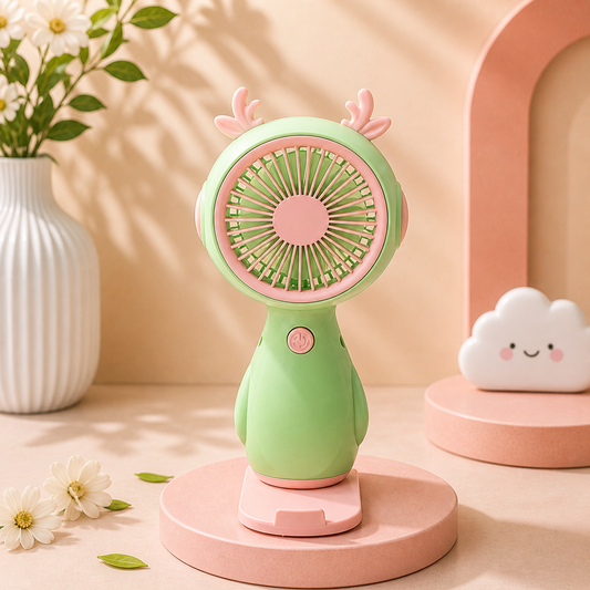 Sevimli Mini El Fanı USB Şarjlı Taşınabilir Sessiz Masaüstü Fan Kawaii Tasarım Yazlık Fan