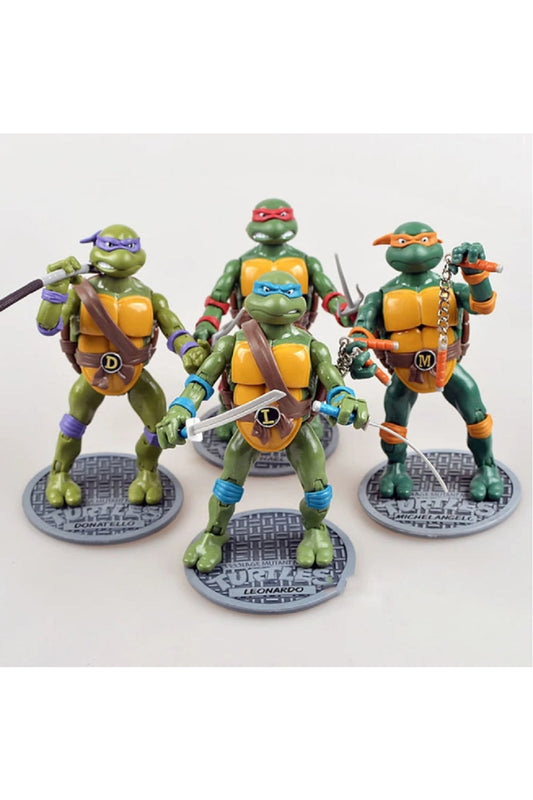 4 Adet Genç Mutant Ninja Kaplumbağalar Leonardo Donatello Raphaelaction Figür Set Obje