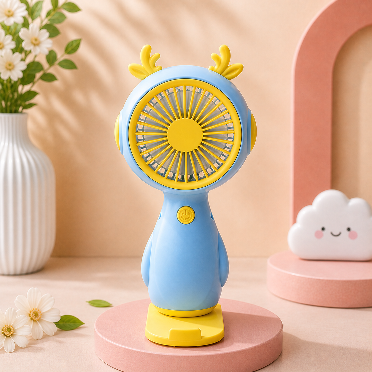 Sevimli Mini El Fanı USB Şarjlı Taşınabilir Sessiz Masaüstü Fan Kawaii Tasarım Yazlık Fan