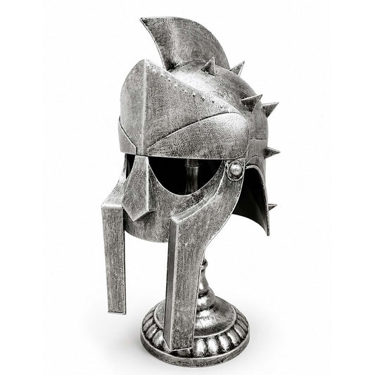 Savaşçı Kaskı Standlı Obje - Masabaşı Metal Görünümlü Provocator Roma Miğfer Dekorasyon (53x16 cm)