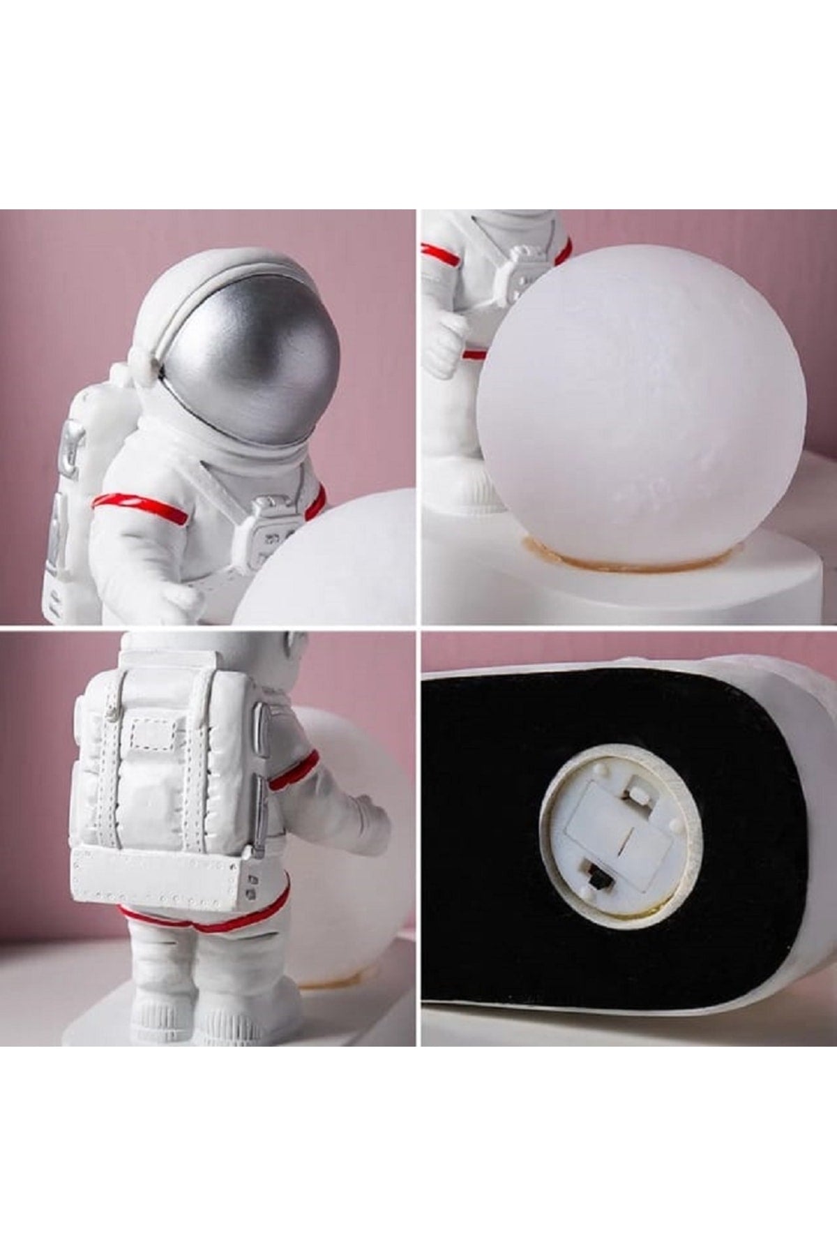 Astronot Spaceman Ay Led Gece Lambası Yatak Odası Başucu Masaüstü Yaratıcı Reçine Lamba Obje