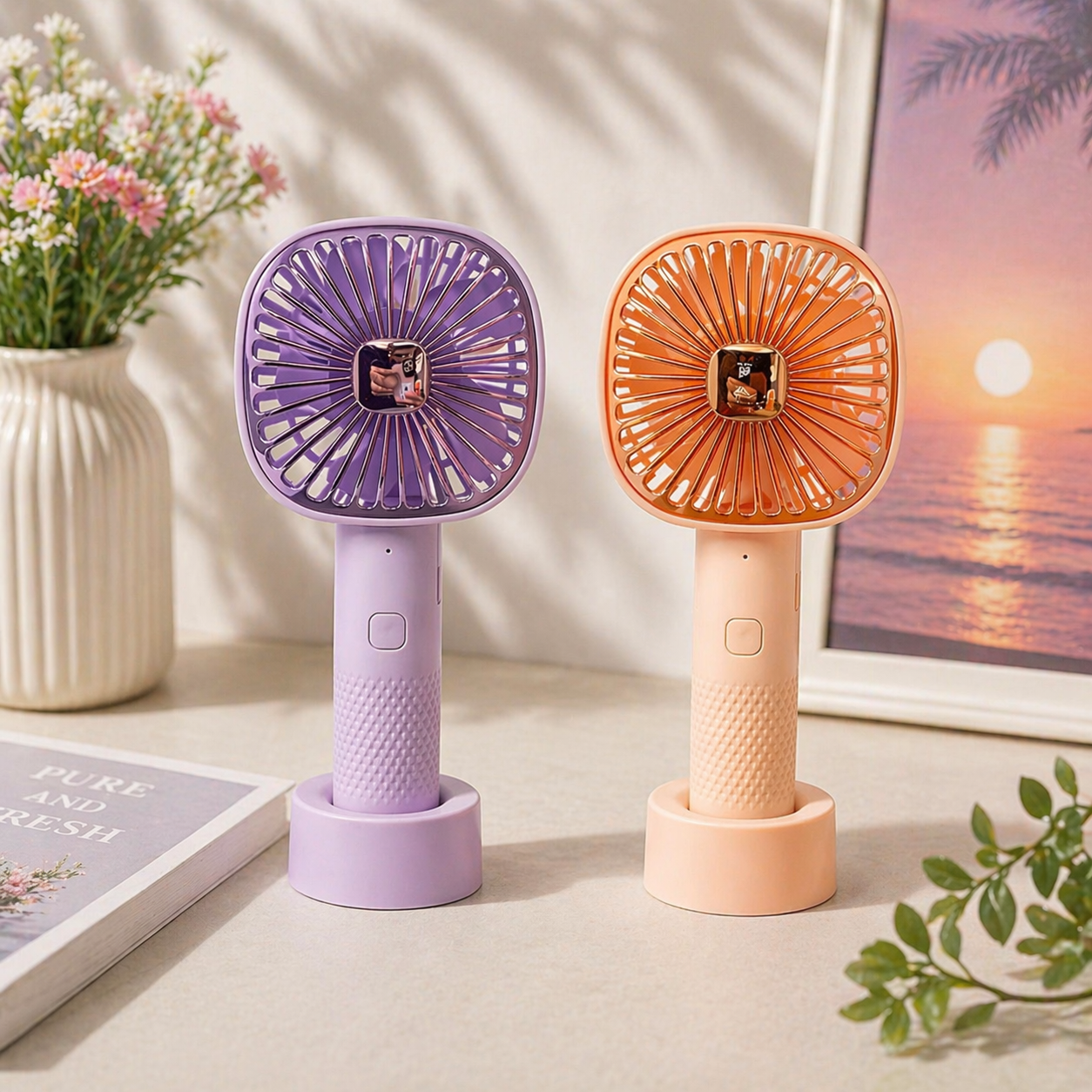 3 Kademeli Şarjlı Taşınabilir El ve Masaüstü Fanı Mini USB Vantilatör Sessiz Güçlü Serinletici