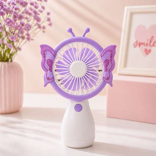 Kelebek Tasarımlı Mini Fan USB Şarjlı Taşınabilir Vantilatör Kawaii Masaüstü