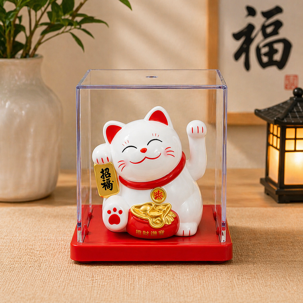 Şans Getiren Siyah Kedi Biblo Maneki Neko Dekoratif Obje Feng Shui Mini Figür