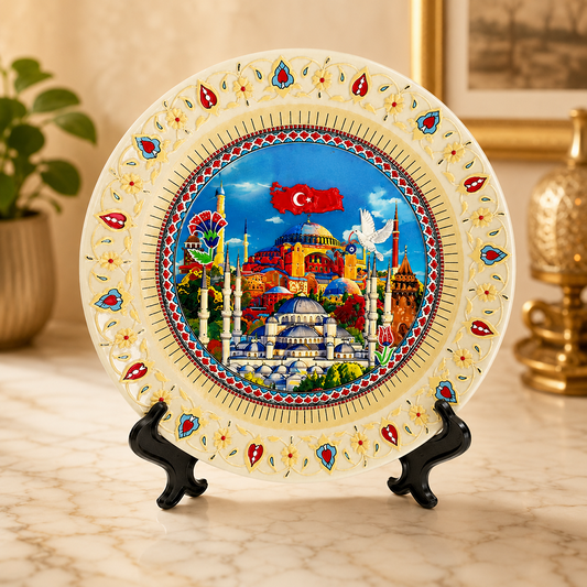 İstanbul Temalı Dekoratif Hediyelik Tabak – 18 Cm