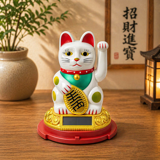 Şans Getiren Solar Enerjili Maneki Neko Kedi Biblo Dekoratif Figür