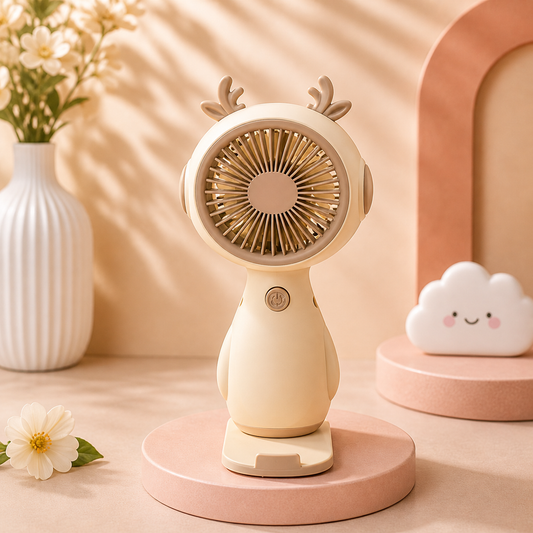 Sevimli Mini El Fanı USB Şarjlı Taşınabilir Sessiz Masaüstü Fan Kawaii Tasarım Yazlık Fan