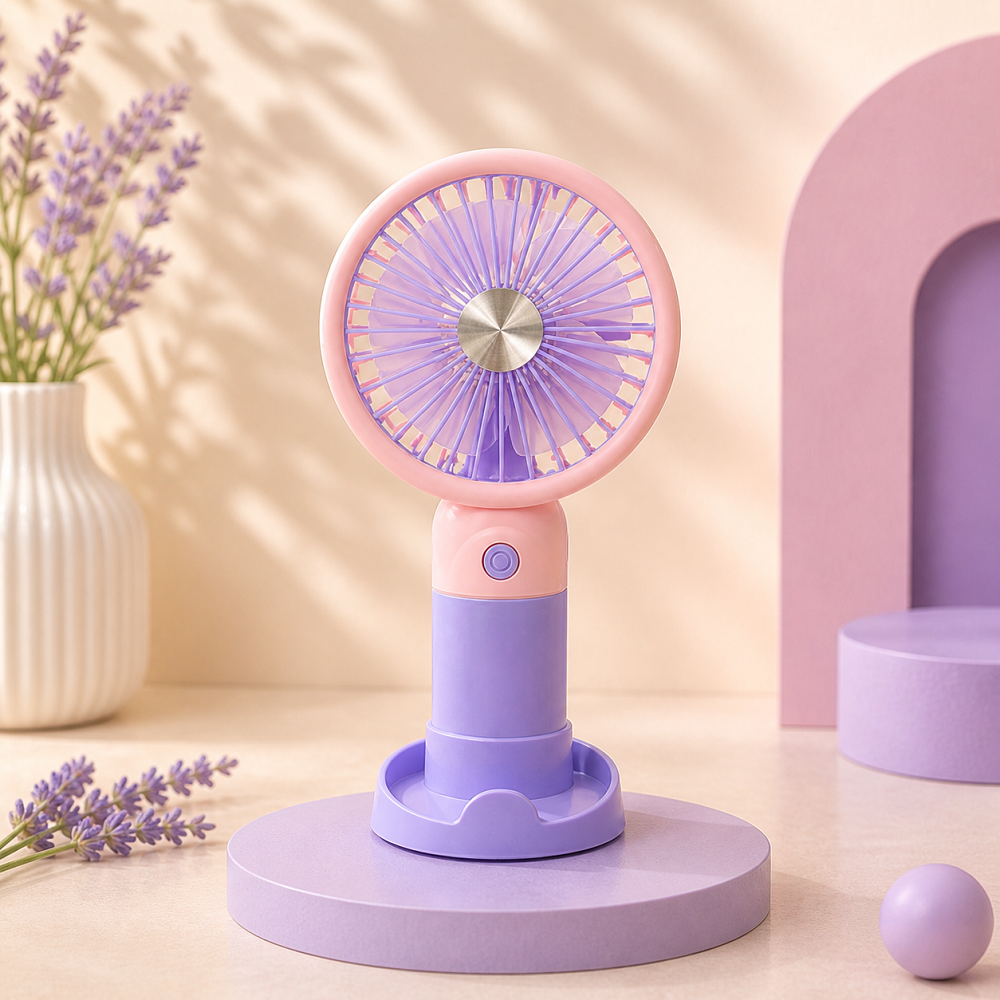Renkli Mini El Fanı USB Şarjlı Taşınabilir Sessiz Masaüstü Fan Yazlık Serinletici