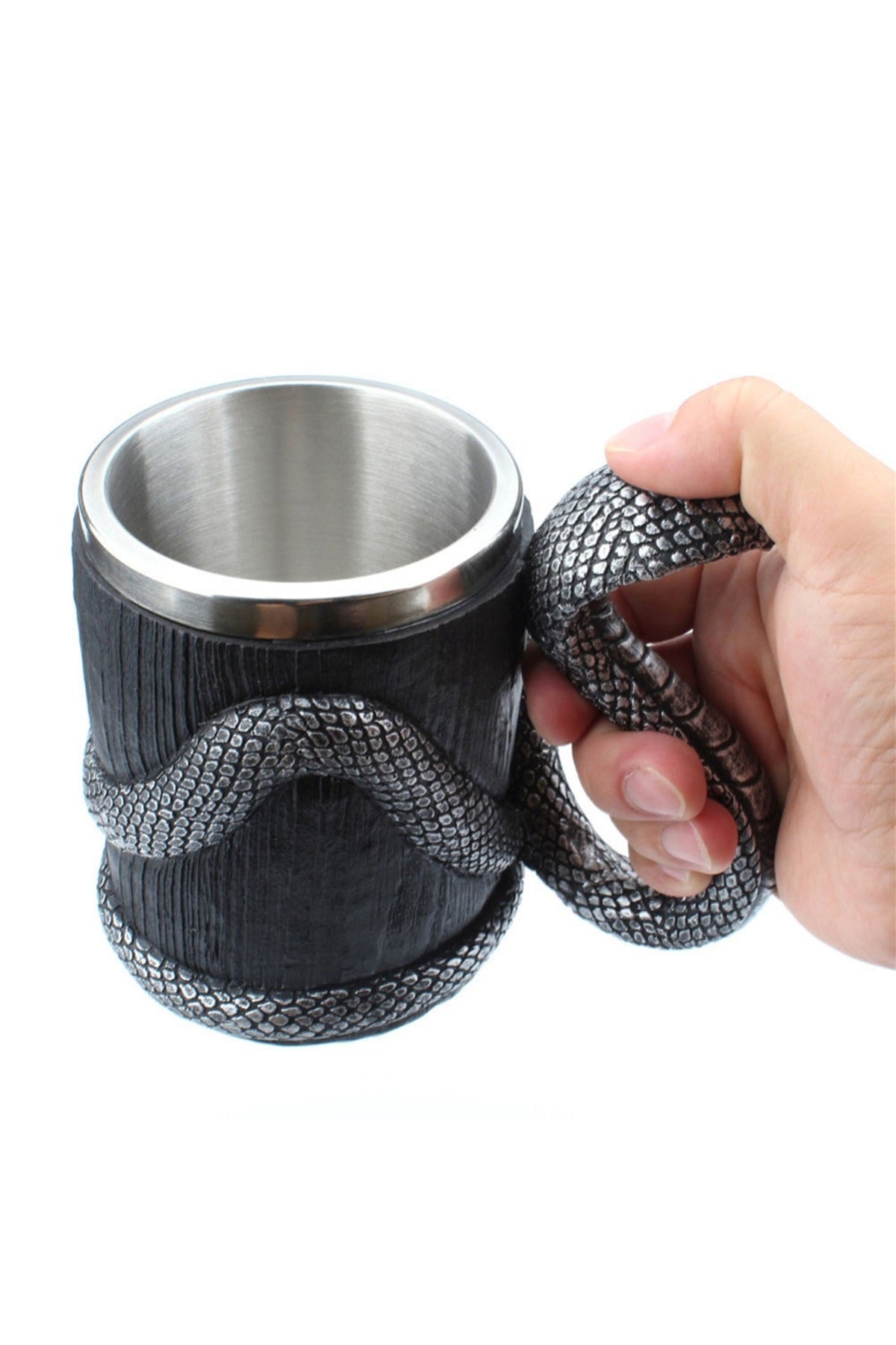 400ml Paslanmaz Çelik Kobra Kolu Kabartmalı Kupa Bardak