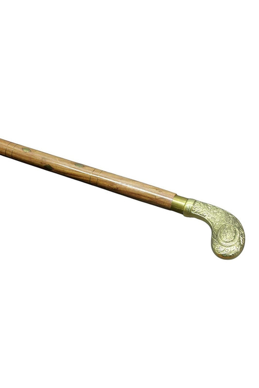 100cm Ahşap Saplı Pirinç Başlıklı Baton
