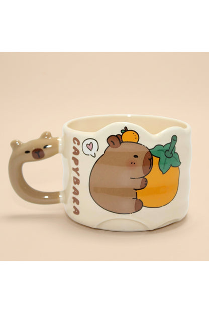 Kawaii Kapibara Tasarımlı Kulplu Kupa Bardak
