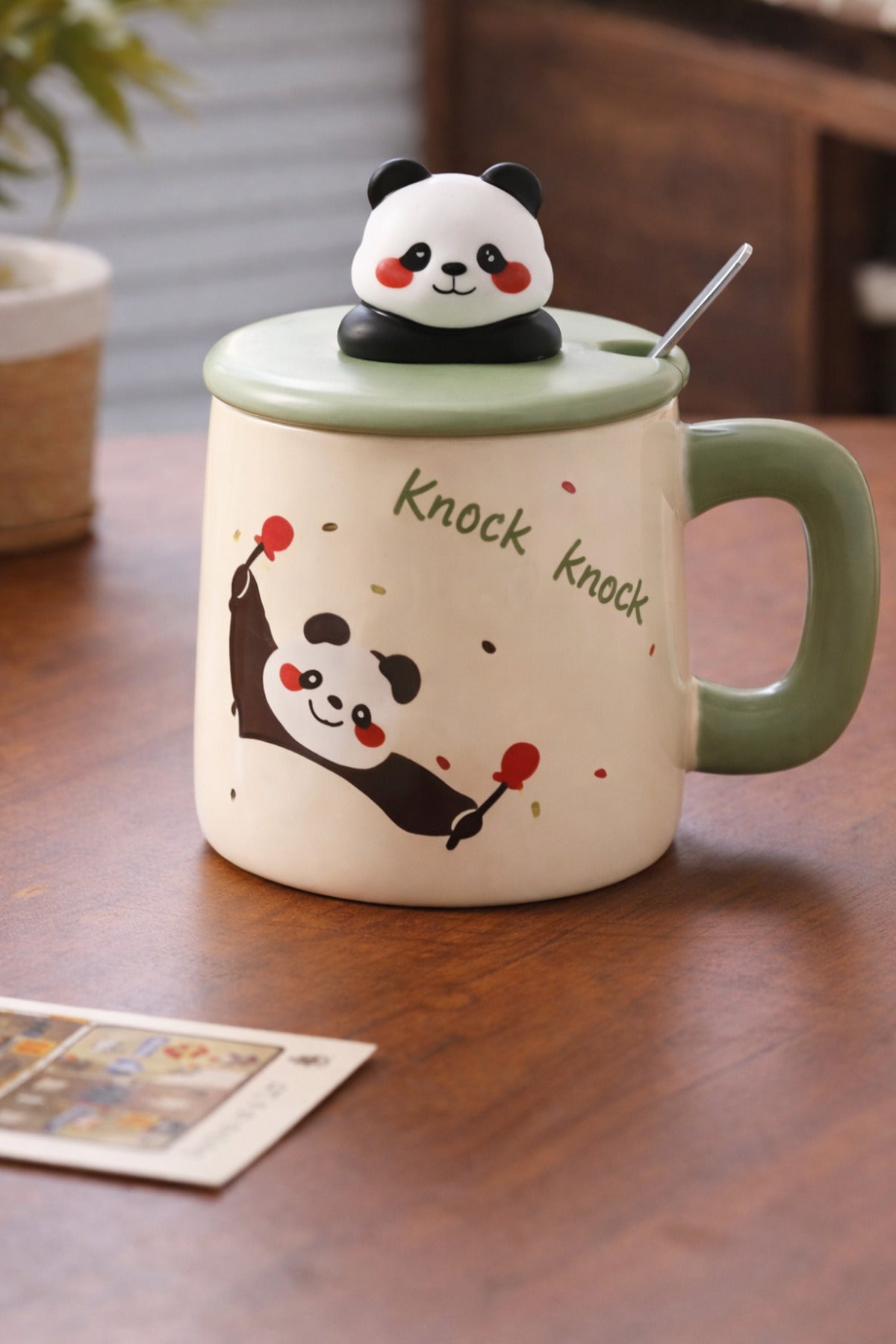500ml Sevimli Karikatür Panda Yüksek Sıcaklığa Dayanıklı Seramik Kupa