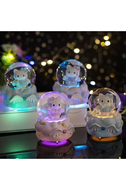 4'lü Sevimli Hello Kitty Pochacco Mini Aydınlık Kristal Top Sanrio Çocuk Kar Küresi