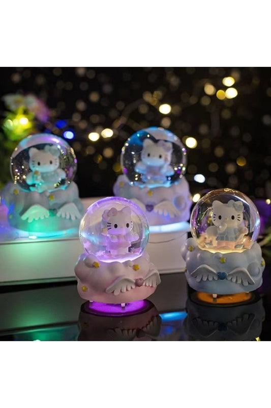 4'lü Sevimli Hello Kitty Pochacco Mini Aydınlık Kristal Top Sanrio Çocuk Kar Küresi