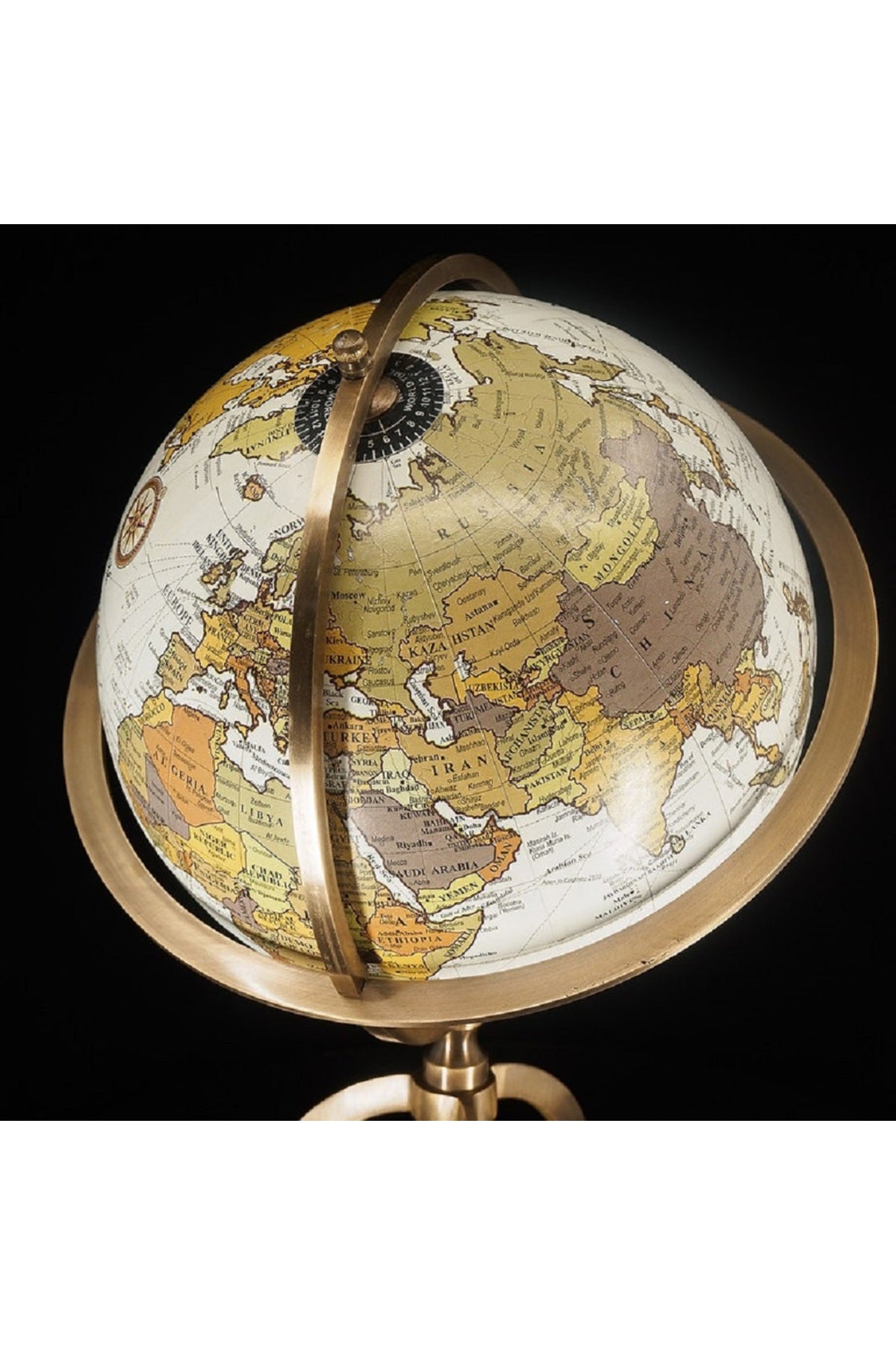 Özel Tasarım Viktoryen Dönem Pusulalı Pirinç İşleme Büyük Boy Retro Dünya Küre