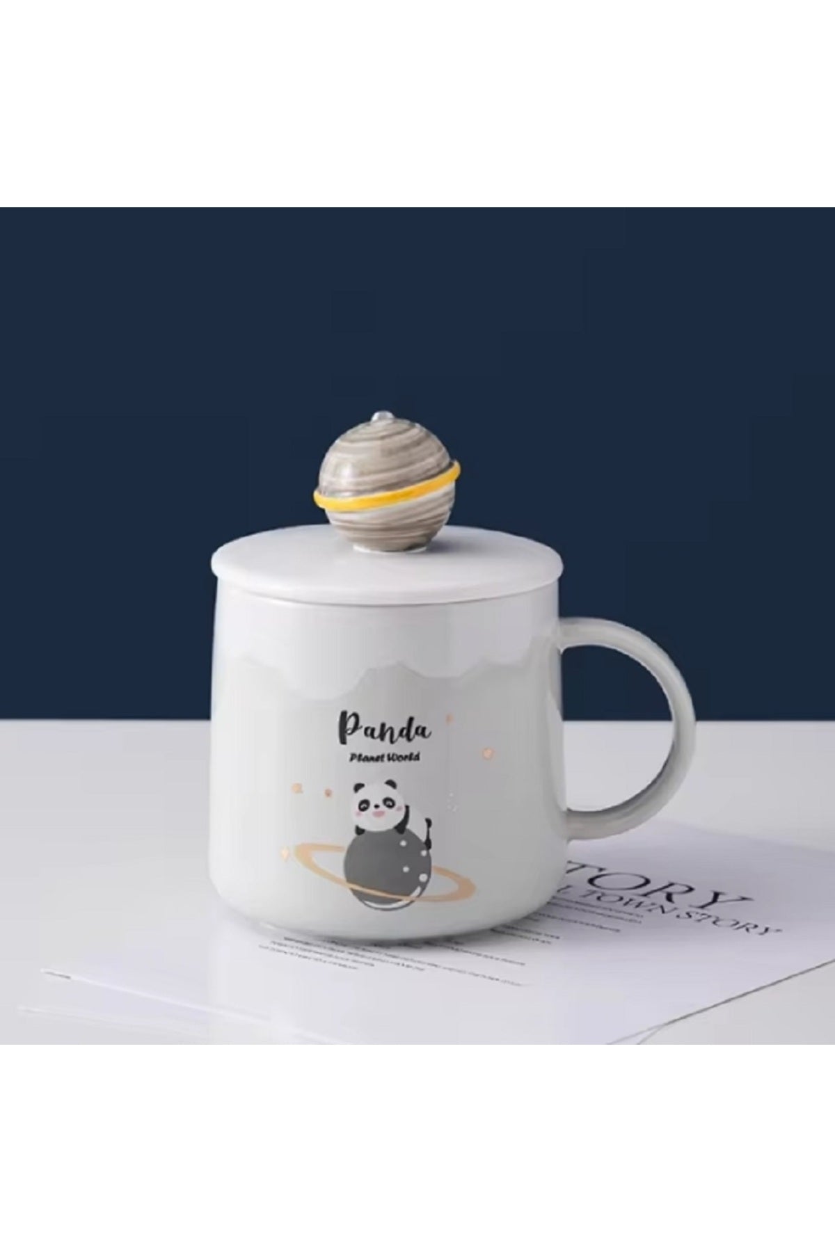 400ml Yaratıcı Seramik Kaşıklı Kupa Kapak Kahve Fincanı Orijinal Kahvaltı Bardak Dirinkware