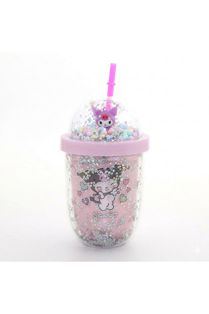 Kuromi & Friends 3D Figürlü Simli Pipetli Bardak