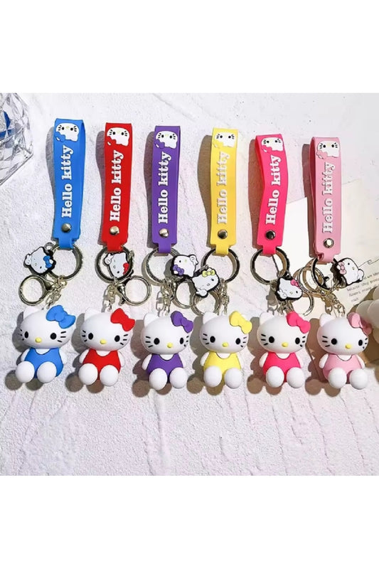 12'li Miniso Sanrio Hello Kitty Anahtarlı Yumuşak Kauçuk Araba Anahtarlık Çanta Kolye Kız Hediye