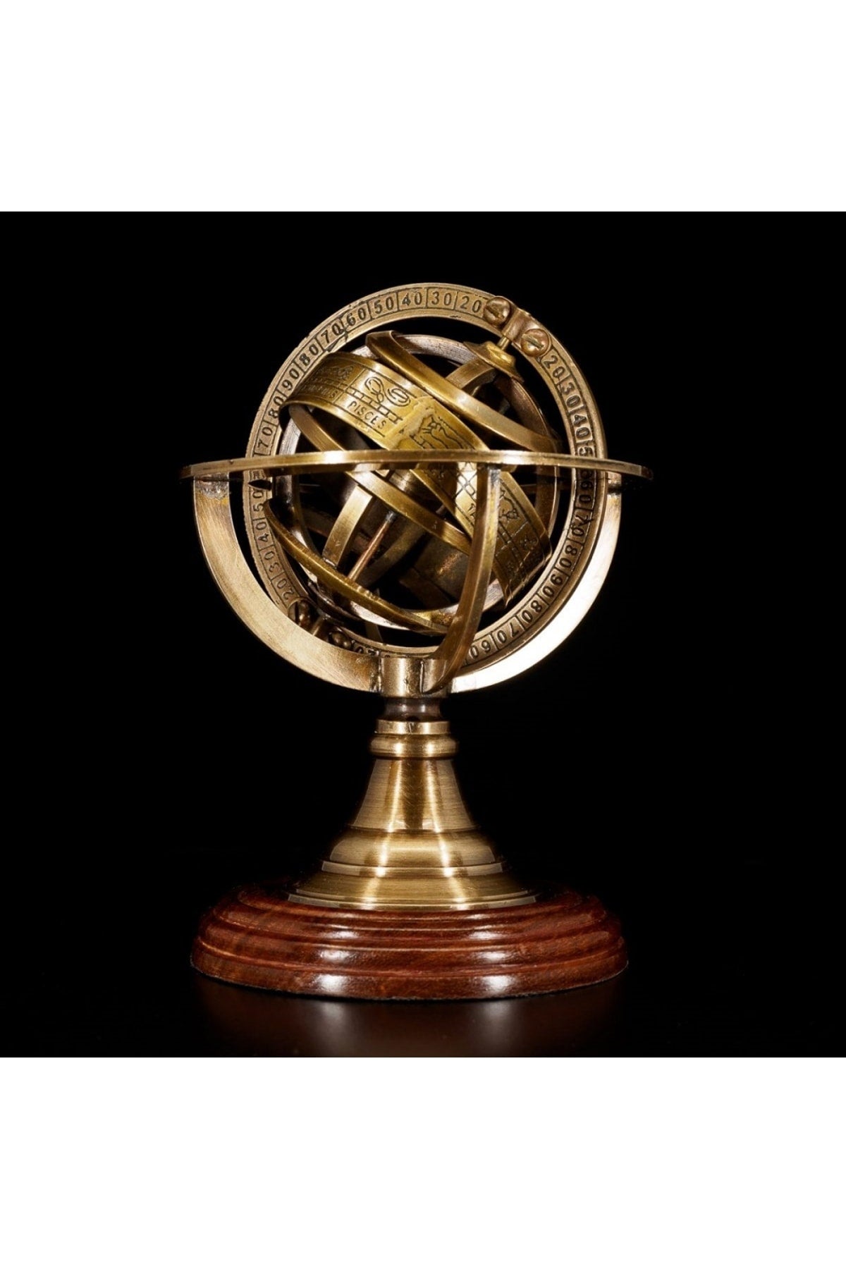 El Yapımı Tamamı Pirinçten Özel Üretim Retro Horoskop 50cm