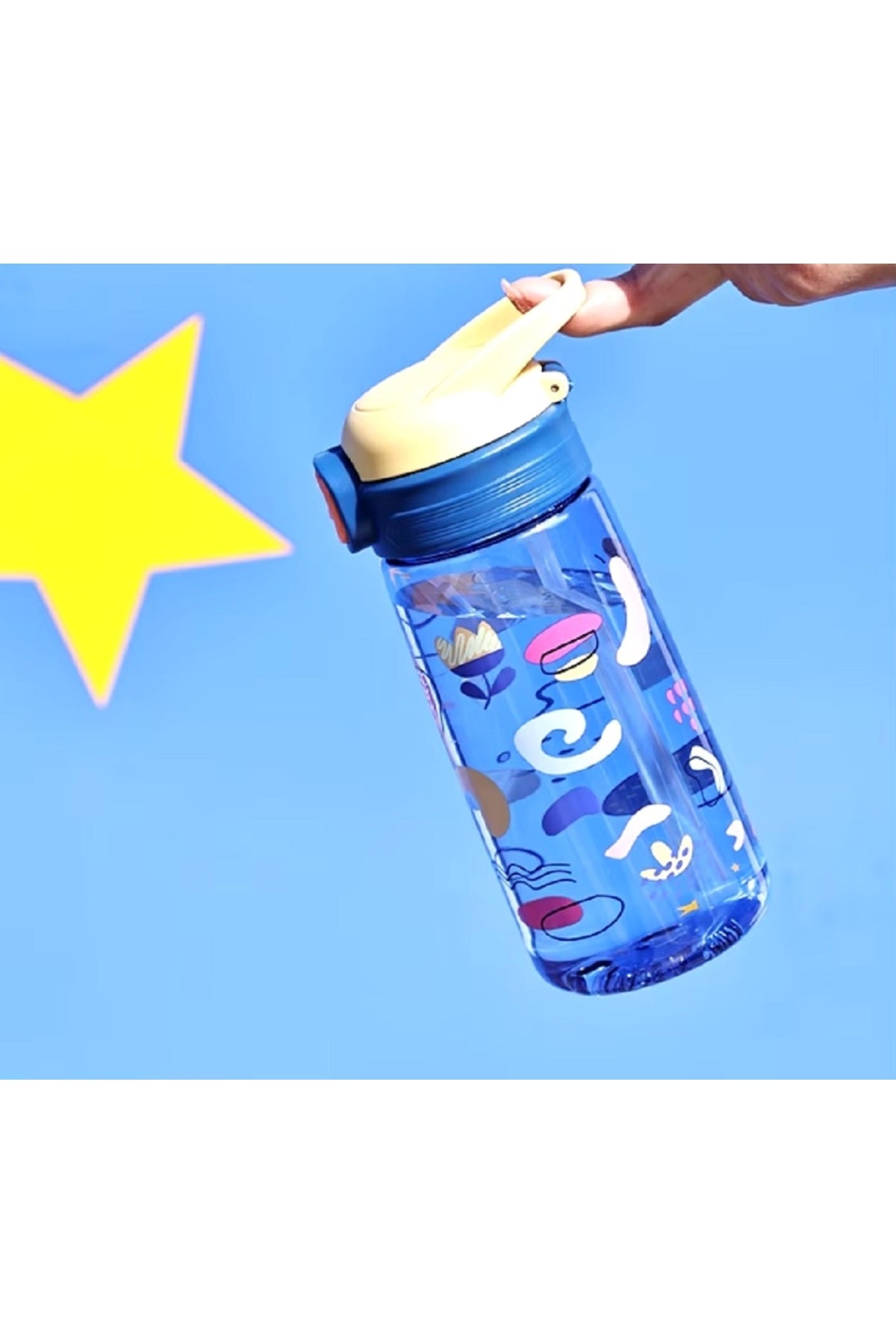 600ml Sevimli Karikatür Taşınabilir Çocuklar İçin Pipetli Matara&Suluk