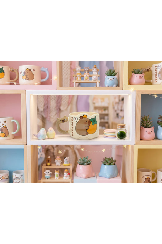 Kawaii Kapibara Tasarımlı Kulplu Kupa Bardak