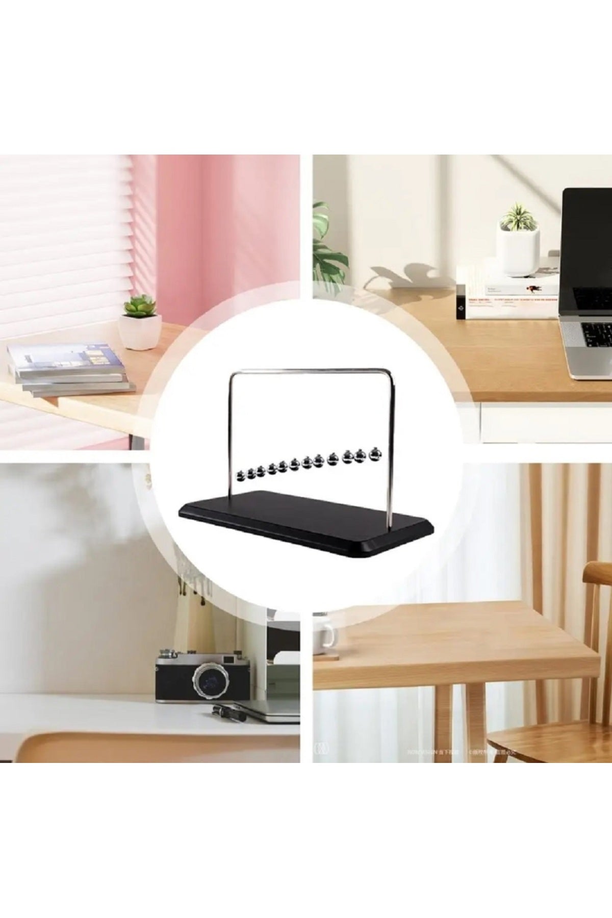 Mermer Standlı Newtons Beşiği Denge Topları Bilim Fizik Gadget Masaüstü Dekorasyon Aksesuar Obje