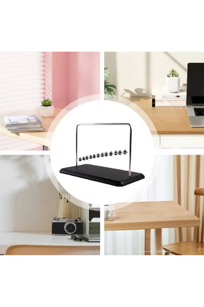 Mermer Standlı Newtons Beşiği Denge Topları Bilim Fizik Gadget Masaüstü Dekorasyon Aksesuar Obje