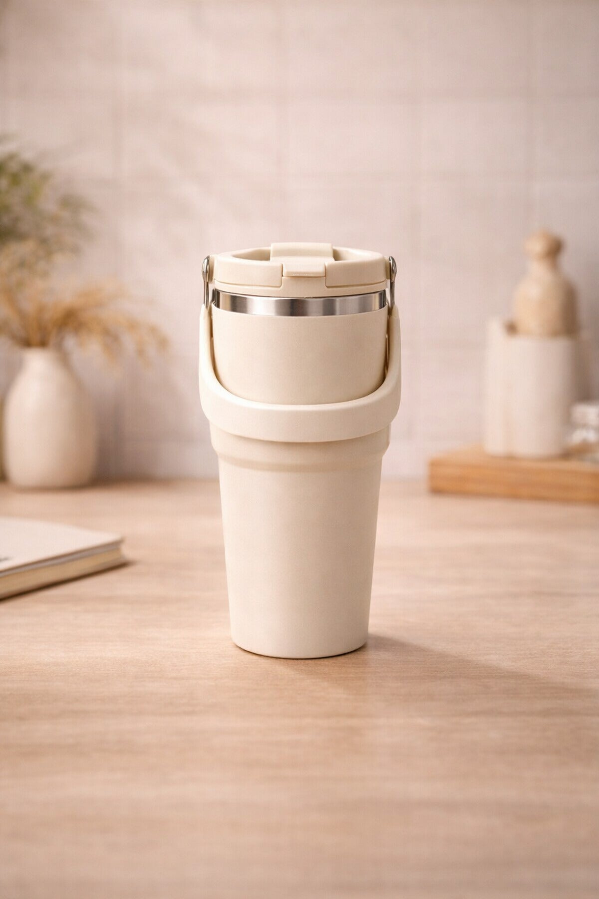 700 Ml Taşıma Kulplu Çelik Termos Mug Vakumlu Isı Yalıtımlı Sızdırmaz Dayanıklı Bardak