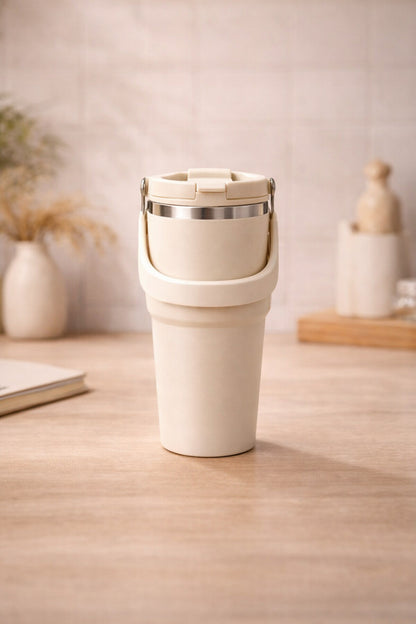 700 Ml Taşıma Kulplu Çelik Termos Mug Vakumlu Isı Yalıtımlı Sızdırmaz Dayanıklı Bardak