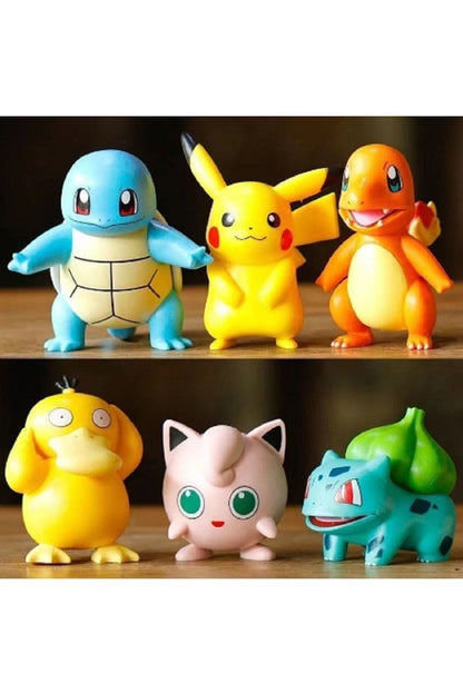 Pokemon Rakamlar Anime Modeli 6 Stilleri Pikachu Charmander Psyduck Squirtle Jigglypuff Bulbasaur