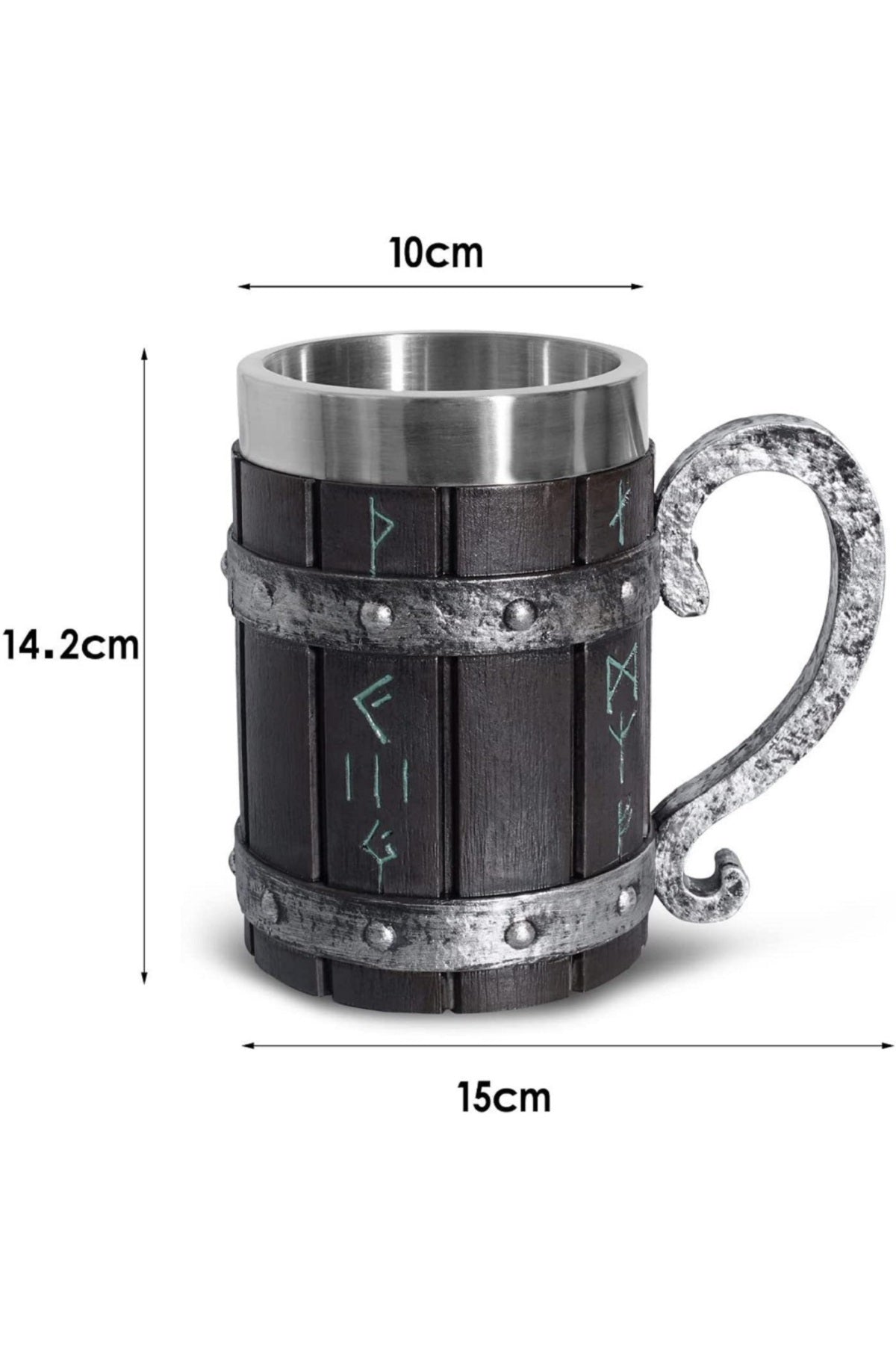 Viking Vintage 600ml Varil Paslanmaz Çelik Kabartmalı Kupa Bardak