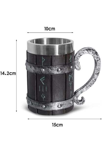 Viking Vintage 600ml Varil Paslanmaz Çelik Kabartmalı Kupa Bardak