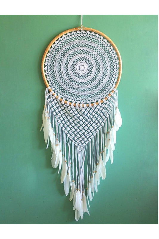 Rattan Çerçeveli Battal Boy Rüya Kapanı / Dreamcatcher