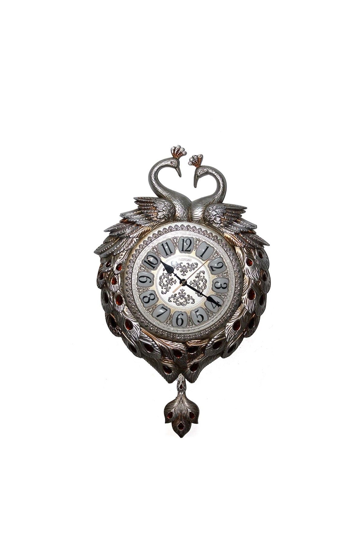 Özel Tasarım Tavus Kuşu Modelli Polyester Asmalı Duvar Saati