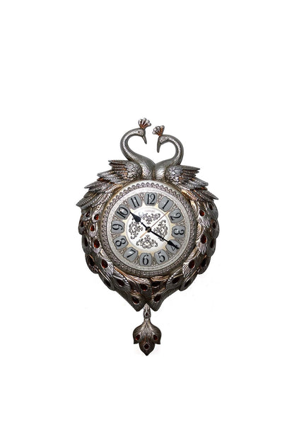 Özel Tasarım Tavus Kuşu Modelli Polyester Asmalı Duvar Saati